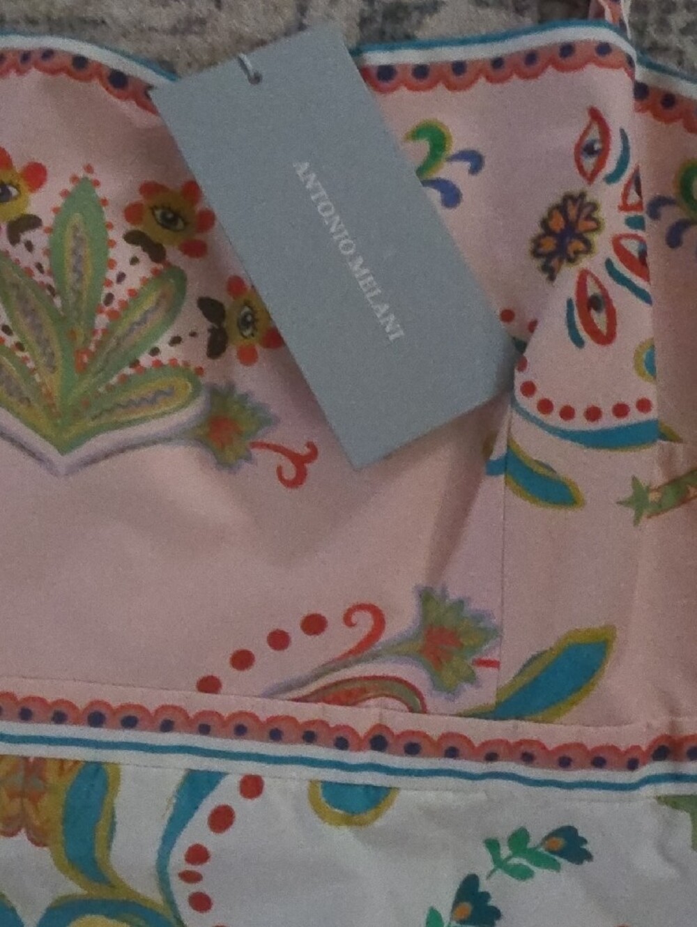 NWT ANTONIO MELANI Multicolor Paisley-Floral Spaghetti-Strap Dress Womens Sz 14 - Picture 4 of 10